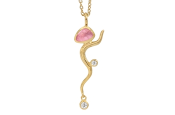 Gold-plated necklace - Pink Willow